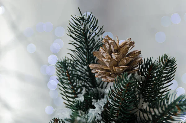 Cono di albero di Natale come decorazione su un albero di Natale . — Foto Stock