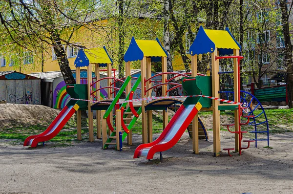 Aire Jeux Est Entourée Une Bande Interdite Endroits Fermés Pour — Photo