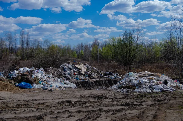 Unauthorized Illegal Landfill Violation Law Harm Environment Environment Throwing Garbage — Stock Photo, Image