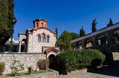 Yunanistan 'ın Selanik kentindeki eski Yunan kilisesi Vlatadon Manastırı. Antik dini binalar, tarihi mimari