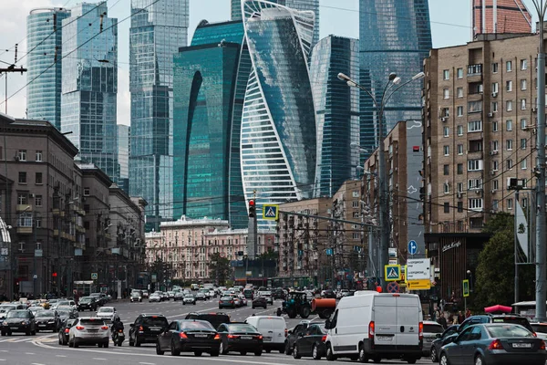 Modern skyscrapers and old city — Stock Photo, Image