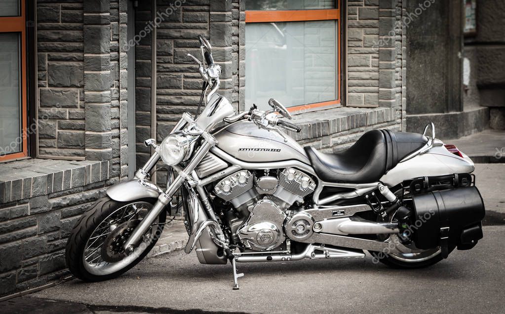 MOSCOW, RUSSIA - JUNE 6, 2017: Harley-Davidson motorbike on a street