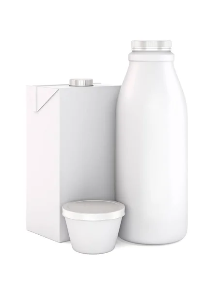 Süt Süt Ürünleri Paketleri Bir Dizi Çizimi — Stok fotoğraf