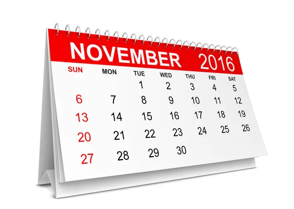 2016 Calendar. Week starts with sunday — Stock Photo, Image