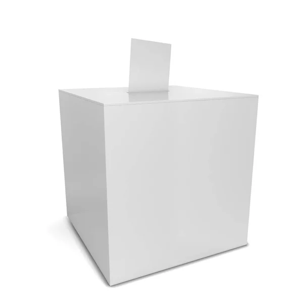 投票箱。白色背景上分离出的三维图 — 图库照片
