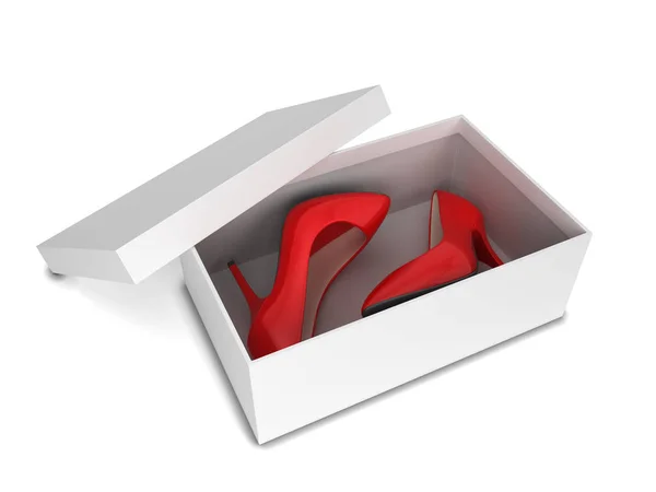 신발 상자입니다. 흰색 배경에 고립 된 3d 그림 — 스톡 사진