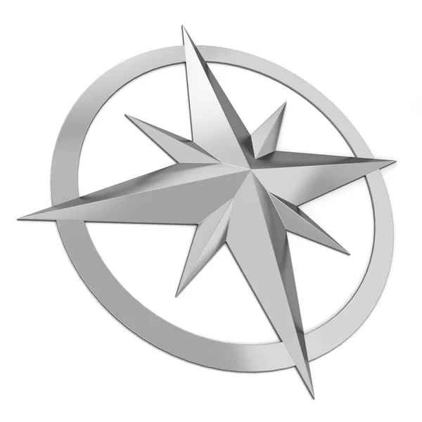 Symbol róży kompasu. 3D ilustracja na białym tle — Zdjęcie stockowe