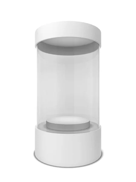 Cylinder showcase. 3D illustration isolerade på vit bakgrund — Stockfoto