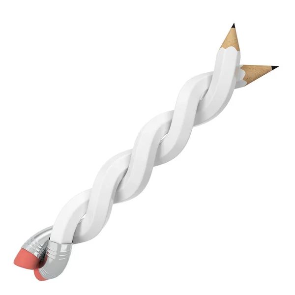 Verdrehte Bleistifte. 3D-Illustration isoliert auf weißem Hintergrund — Stockfoto