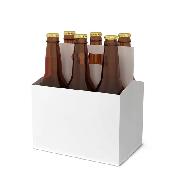 Пивні пляшки шість упаковок — стокове фото
