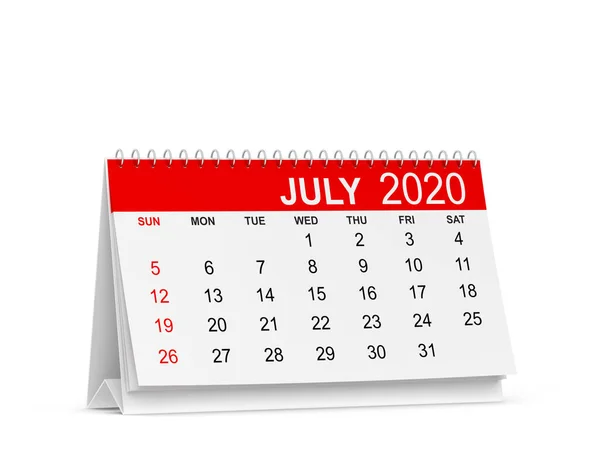 Kalender Voor 2020 Jaar Illustratie Geïsoleerd Witte Achtergrond — Stockfoto