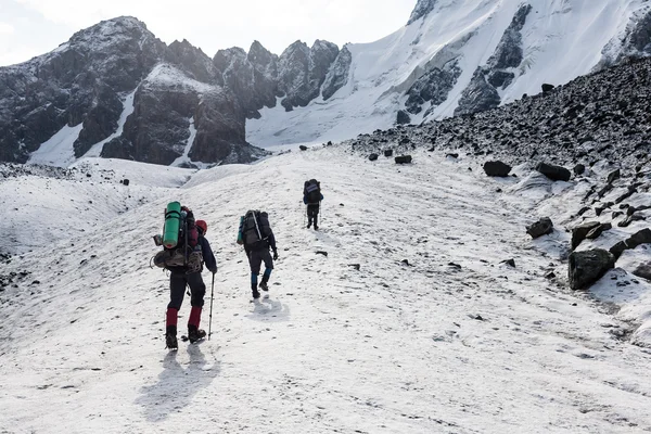 Groupe de randonneurs en montagne. — Photo