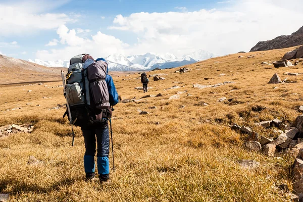 Groupe de randonneurs en montagne. — Photo