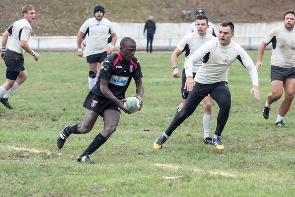 Rugby hráči v akci — Stock fotografie