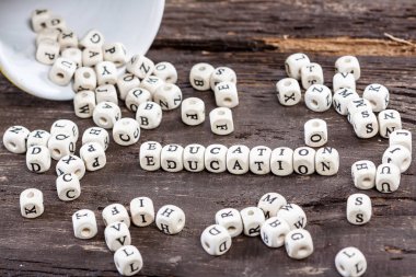 Word eğitim eski ahşap tablo.