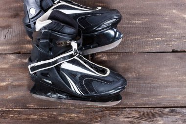 Hokey buz pateni havai görünümü eski rustik ahşap tablo.