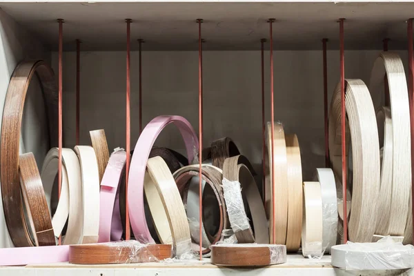 Furniture edges at carpenters workshop. — Stock Photo, Image