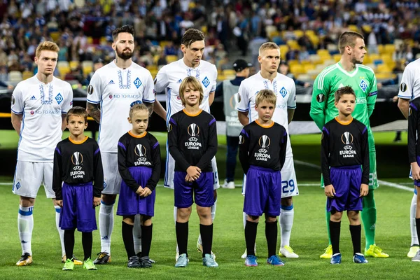 UEFA Europa League football match Dynamo Kyiv  Skenderbeu. — Stock Photo, Image