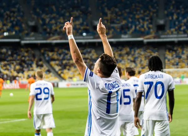 UEFA Europa League fotbalový zápas Dynamo Kyjev Skenderbeu. — Stock fotografie