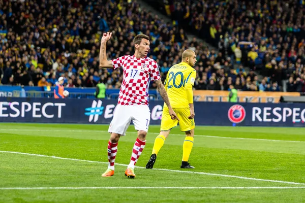 Mistrovství světa ve fotbale 2018 odpovídají Ukrajina - Chorvatsko. — Stock fotografie