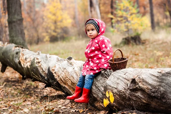 Bir bezelye ceket bir ağaçta oturuyor, küçük kız.