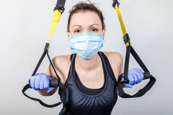 Concepto Ejercicio Corporal Superior Imagen Una Hermosa Mujer Haciendo Ejercicio — Foto de Stock