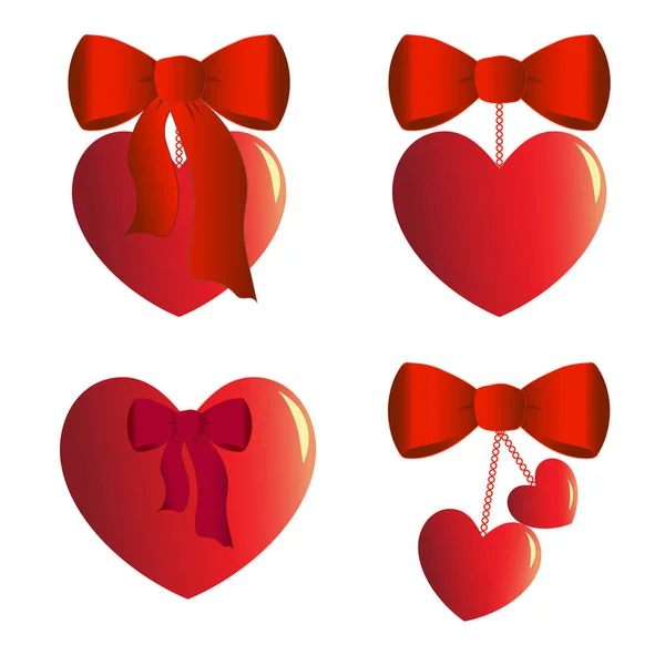 Quatre charmes de coeur avec des arcs — Image vectorielle