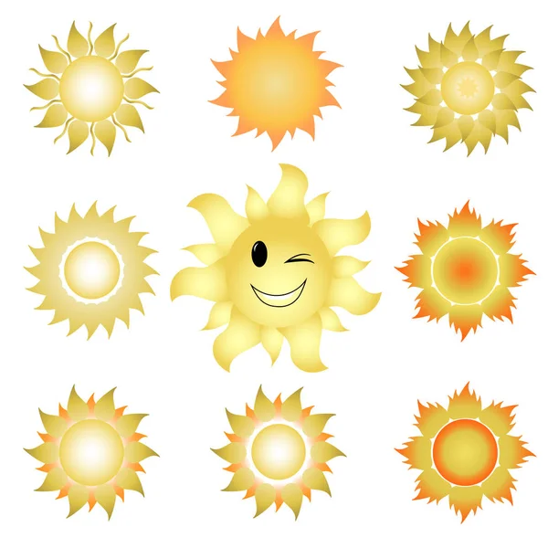 Neuf icônes de soleils — Image vectorielle