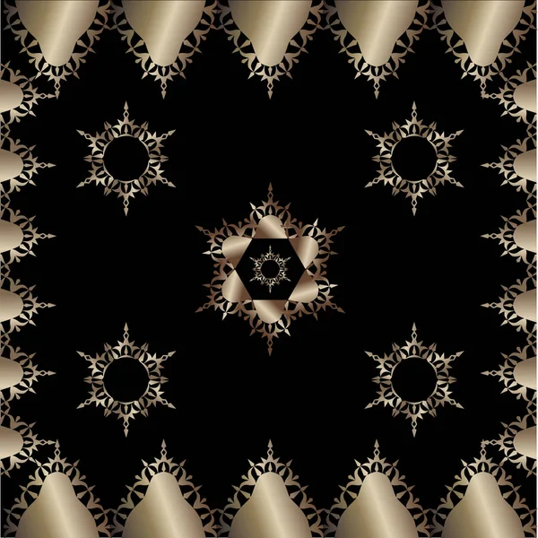 Ornement doré sur fond noir — Image vectorielle