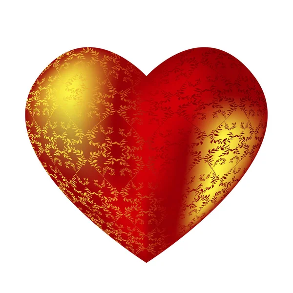 Grand volume coeur rouge avec des motifs — Image vectorielle