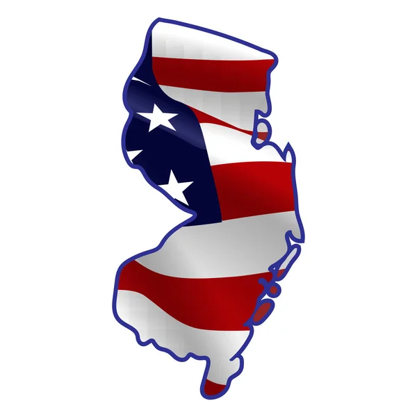 Amerikai Egyesült Államok New Jersey Tele Amerikai Zászlóval Szélben Állam — Stock Vector