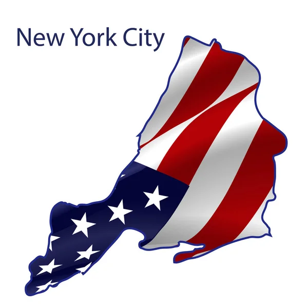 États-Unis, New York, plein de drapeau américain. Carte géographique — Image vectorielle