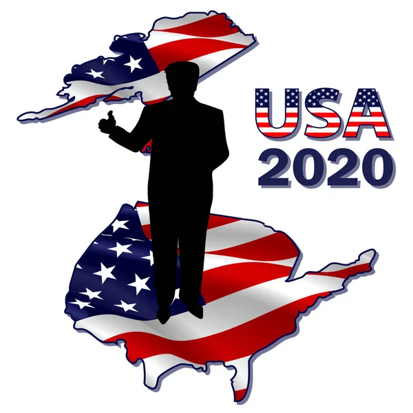The silhouette of the President on the USA map — Stock Vector