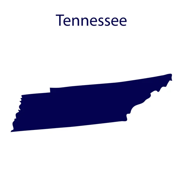 Stati Uniti Tennessee Silhouette Blu Scuro Dello Stato Suoi Confini — Vettoriale Stock