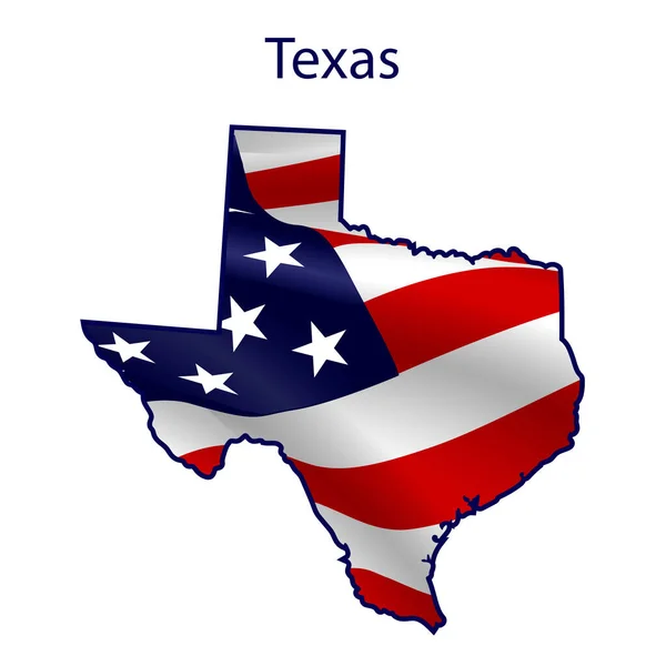 Texas cheio de bandeira americana acenando ao vento — Vetor de Stock