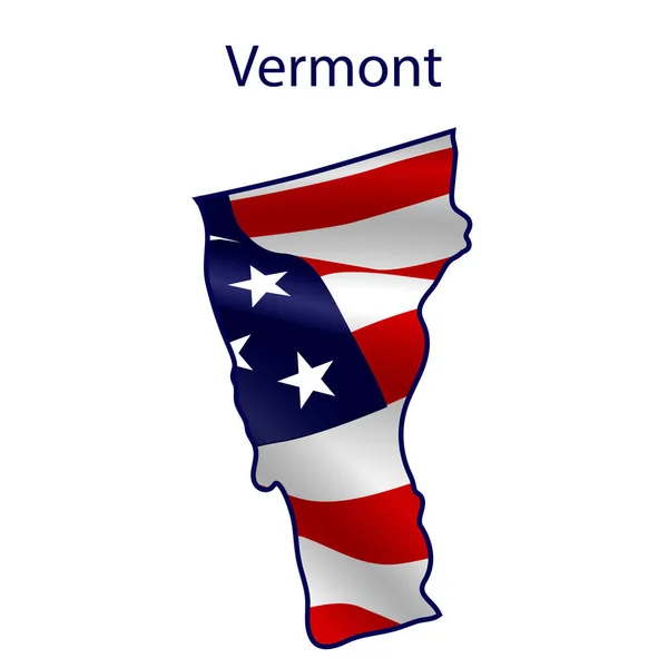 Vermont plein de drapeau américain agitant le vent — Image vectorielle
