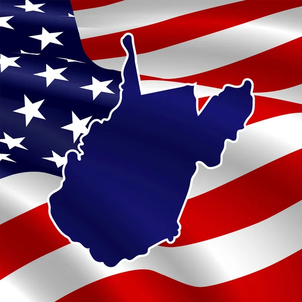 Birleşik Devletler, Batı Virginia. Koyu mavi siluet — Stok Vektör