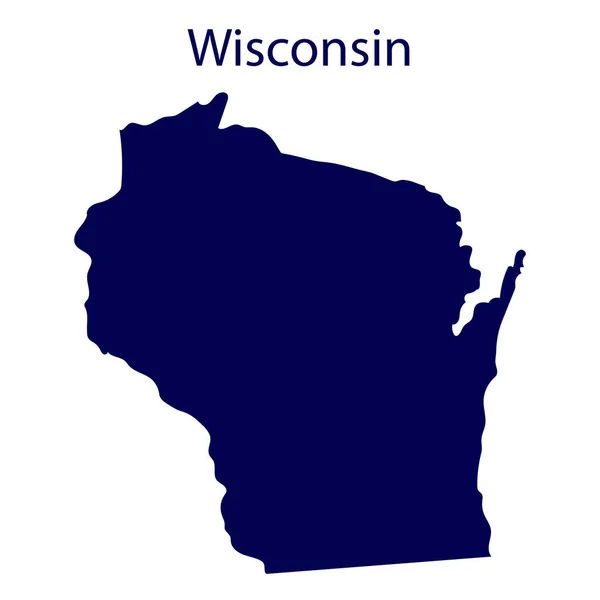 Stati Uniti Wisconsin. Silhouette blu scuro dello stato — Vettoriale Stock