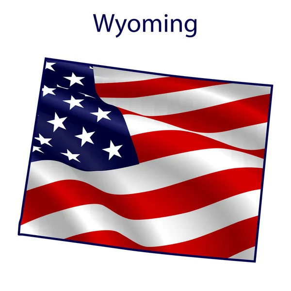 Wyoming lleno de bandera americana ondeando en el viento — Vector de stock