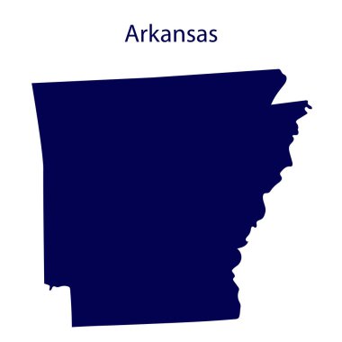 Birleşik Devletler, Arkansas. Sınırlarında devletin koyu mavi silueti.