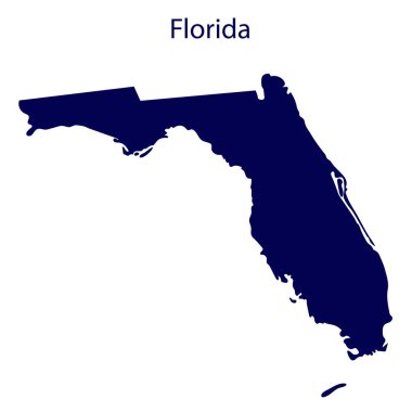 Amerika Birleşik Devletleri, Florida. Sınırlarında devletin koyu mavi silueti.