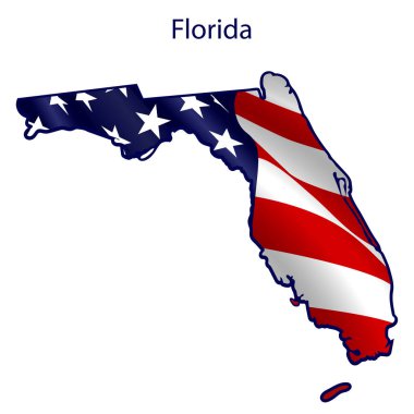 Florida rüzgarda dalgalanan Amerikan bayrağıyla dolu. Devletin ana hatları