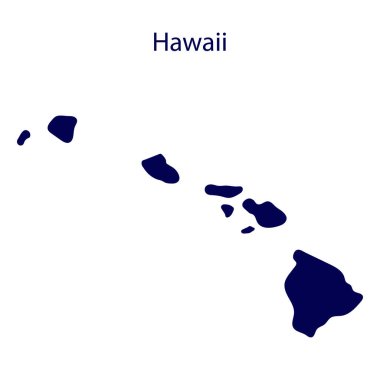 Birleşik Devletler, Hawaii. Sınırlarında devletin koyu mavi silueti.
