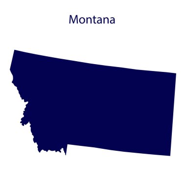 Birleşik Devletler, Montana. Sınırlarında devletin koyu mavi silueti.