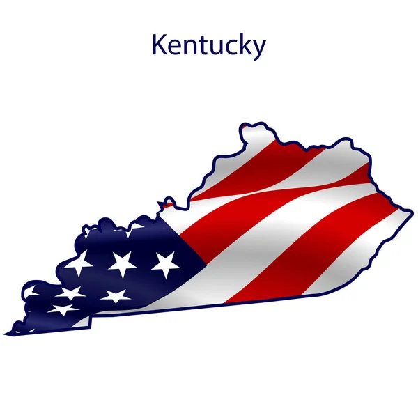 Kentucky rüzgarda dalgalanan Amerikan bayrağıyla dolu. Devletin ana hatları