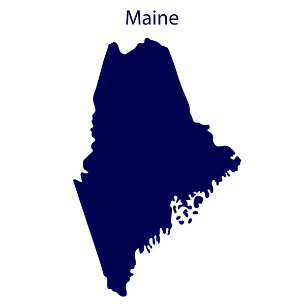 États Unis Maine Silhouette Bleu Foncé Etat Sur Ses Frontières — Photo