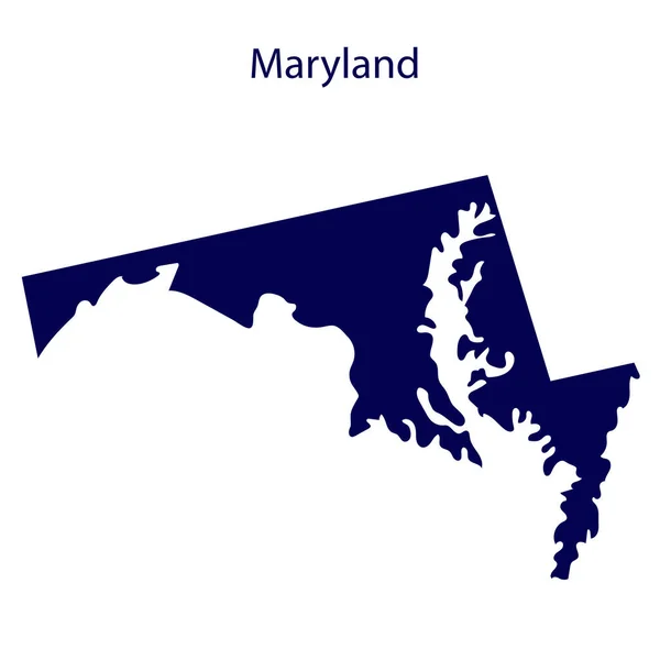 États Unis Maryland Silhouette Bleu Foncé Etat Sur Ses Frontières — Photo