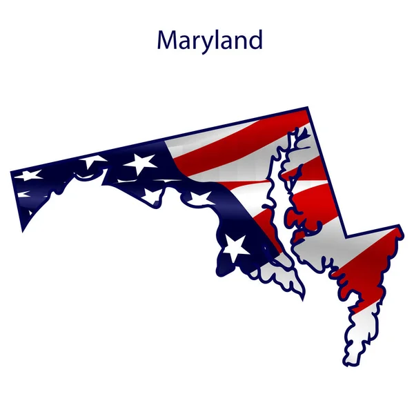 Maryland Plein Drapeau Américain Agitant Dans Vent Les Grandes Lignes — Photo