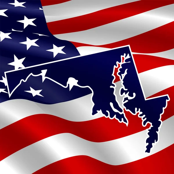 Spojené Státy Maryland Tmavě Modrá Silueta Státu Jeho Hranicích Pozadí — Stock fotografie