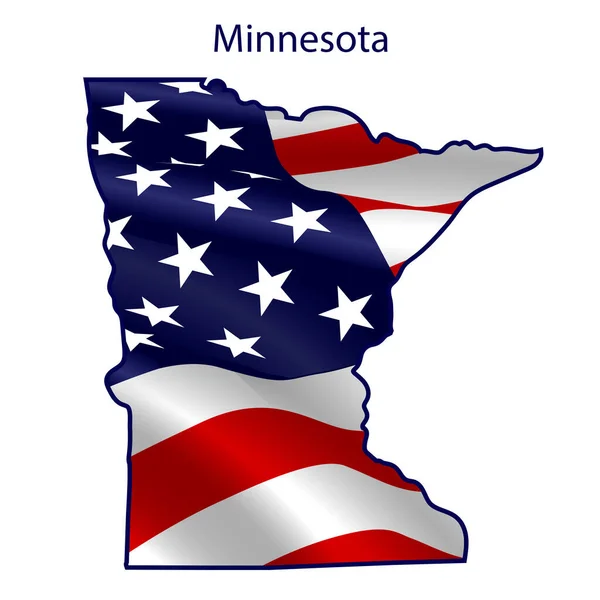 Minnesota Voller Amerikanischer Flaggen Die Wind Wehen Die Umrisse Des — Stockfoto